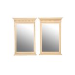 A PAIR OF CREAM AND GOLD PAINTED WOOD RECTANGULAR PIER MIRRORS,