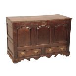 A GEORGE I OAK MULE CHEST,