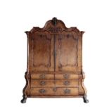 A DUTCH BURR WALNUT BAROQUE ARMOIRE,