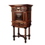 A DUTCH BAROQUE ROSEWOOD AND EBONISED CABINET ON STAND,