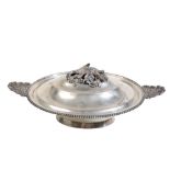 AN ITALIAN SILVER COLOURED SERVING DISH BY R.MIRACOLI,