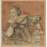 *ATTRIBUTED TO EDWARD ARDIZZONE (1900-1979) A half-lenth portrait of a woman
