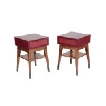 A PAIR OF BESPOKE BEDSIDE CABINETS IN RED