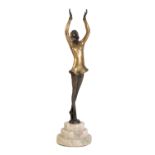 * ATTRIBUTED TO JOSEF LORENZL (1892-1950) AN ART DECO BRONZE FIGURE OF A YOUNG WOMAN