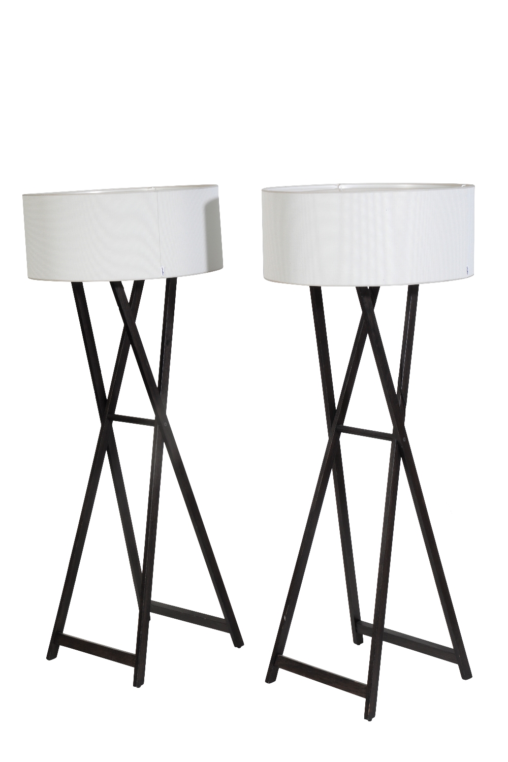 A PAIR OF X-FRAME FLOOR LAMPS