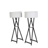 A PAIR OF X-FRAME FLOOR LAMPS