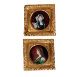 PIERRE BONNAUD 1865-1930) FOR LIMOGES: A PAIR OF ART NOUVEAU PORTRAIT PLAQUES