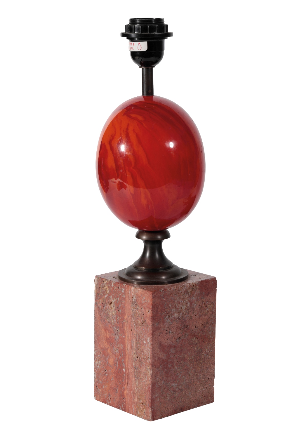 MAISON CHARLES: A RESIN OSTRICH" EGG TABLE LAMP"