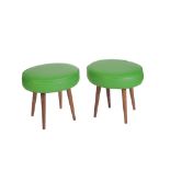 A PAIR OF OVAL CUSHIONED STOOLS