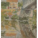 *BERNARD DUNSTAN (1920-2017) 'Bridge at Bennecourt, 1967'