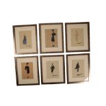 MANNER OF SERGE MATTA (1910-1984) A SET OF SIX FASHION DRAWINGS