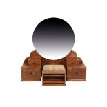 ART DECO BURR ELM CLOUD" DRESSING TABLE AND STOOL"