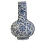 SMALL BLUE AND WHITE 'LOTUS' BOTTLE VASE, QIANLONG SEAL MARK A PROBABLY OF THE PERIOD