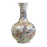 LARGE FAMILLE ROSE BOTTLE VASE, GUANGXU SIX CHARACTER MAR AND OF THE PERIOD