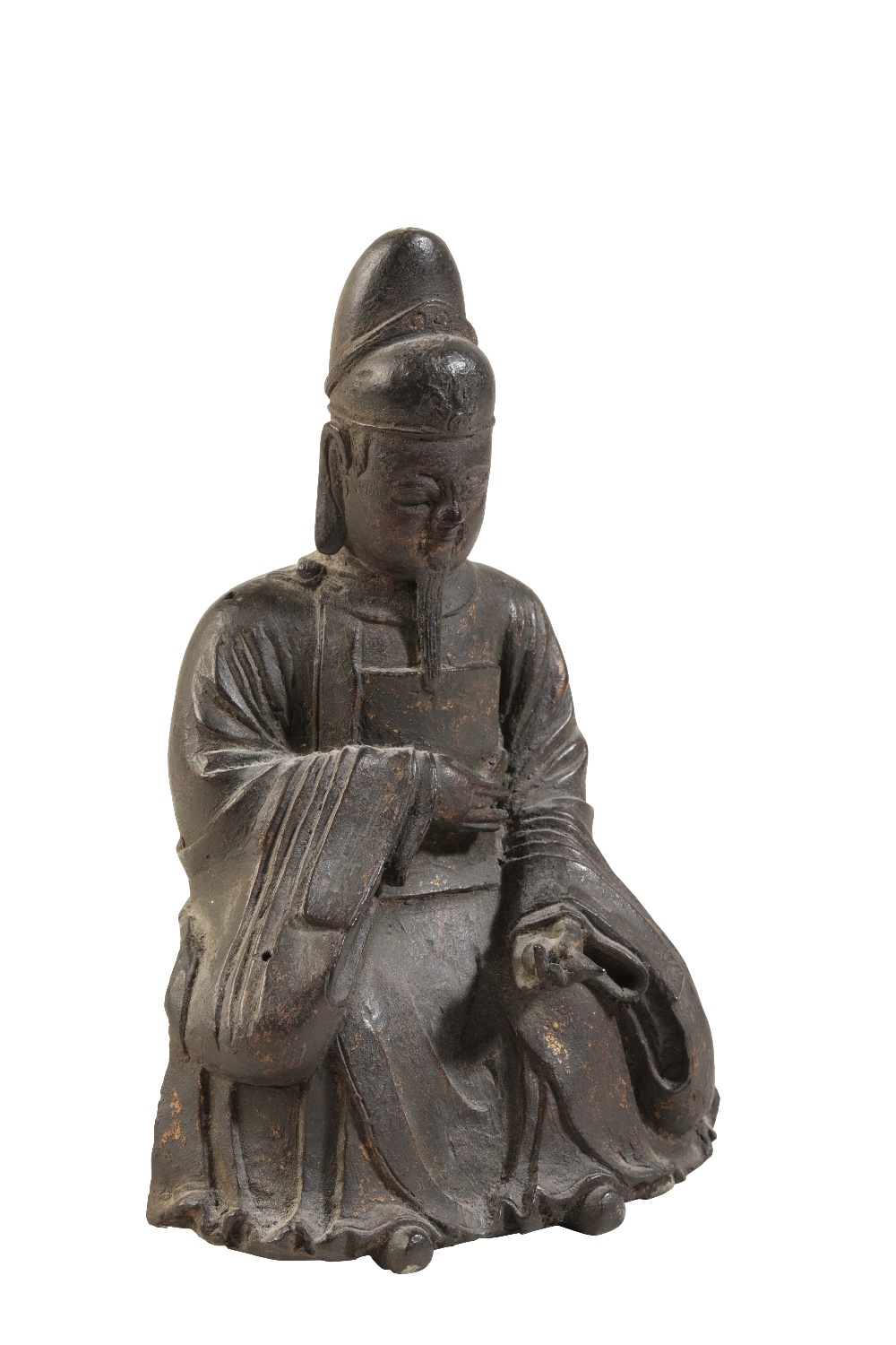GILT-BRONZE FIGURE OF A DAOIST IMMORTAL, LATE MING DYNASTY - Image 2 of 3