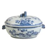 CHINESE EXPORT BLUE AND WHITE OVAL TUREEN AND COVER, KANGXI PERIOD
