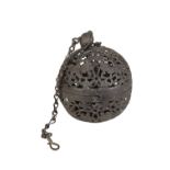 RARE SPHERICAL SILVER CENSER, TANG DYNASTY