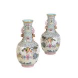 PAIR OF FAMILLE ROSE 'BOYS' VASES, QIANLONG SEAL MARKS BUT PROBABLY REPUBLIC PERIOD