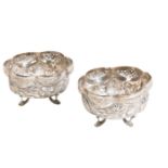 PAIR OF INDIAN SILVER SALTS, LATE 19TH / EARLY 20TH CENTURY