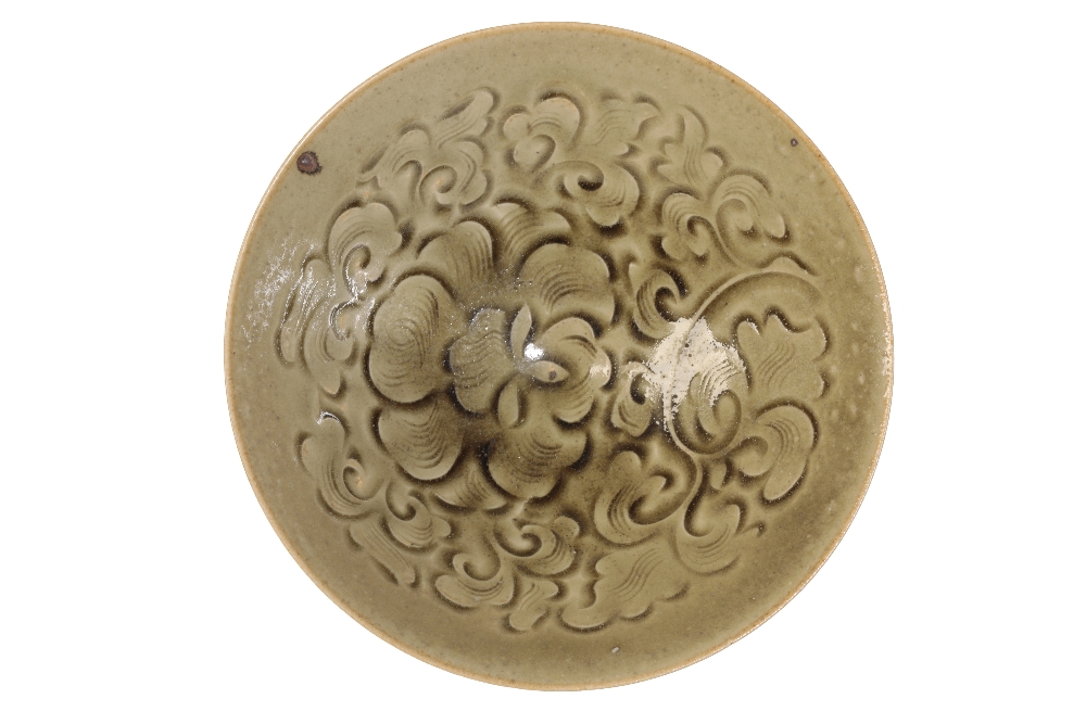 YAOZHOU CELADON CARVED CONICAL BOWL NORTHERN SONG/JIN DYNASTY, 10TH-12TH CENTURY - Image 2 of 2