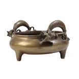 GOLD-SPLASH BRONZE TRIPOD 'DRAGON' CENSER, QING DYNASTY, 18TH CENTURY