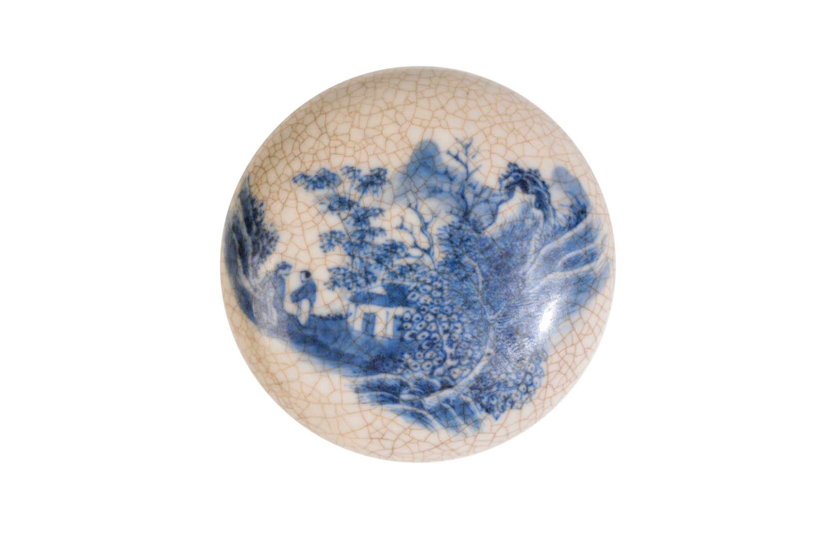 SOFT-PASTE BLUE AND WHITE SEAL PASTE BOX, QING DYNASTY