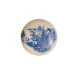 SOFT-PASTE BLUE AND WHITE SEAL PASTE BOX, QING DYNASTY