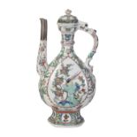 RARE PERSIAN MARKET FAMILLE VERTE WINE EWER AND COVER, KANGXI PERIOD