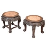 TWO CARVED HARDWOOD STANDS, QING DYNASTY, 19TH CENTURY