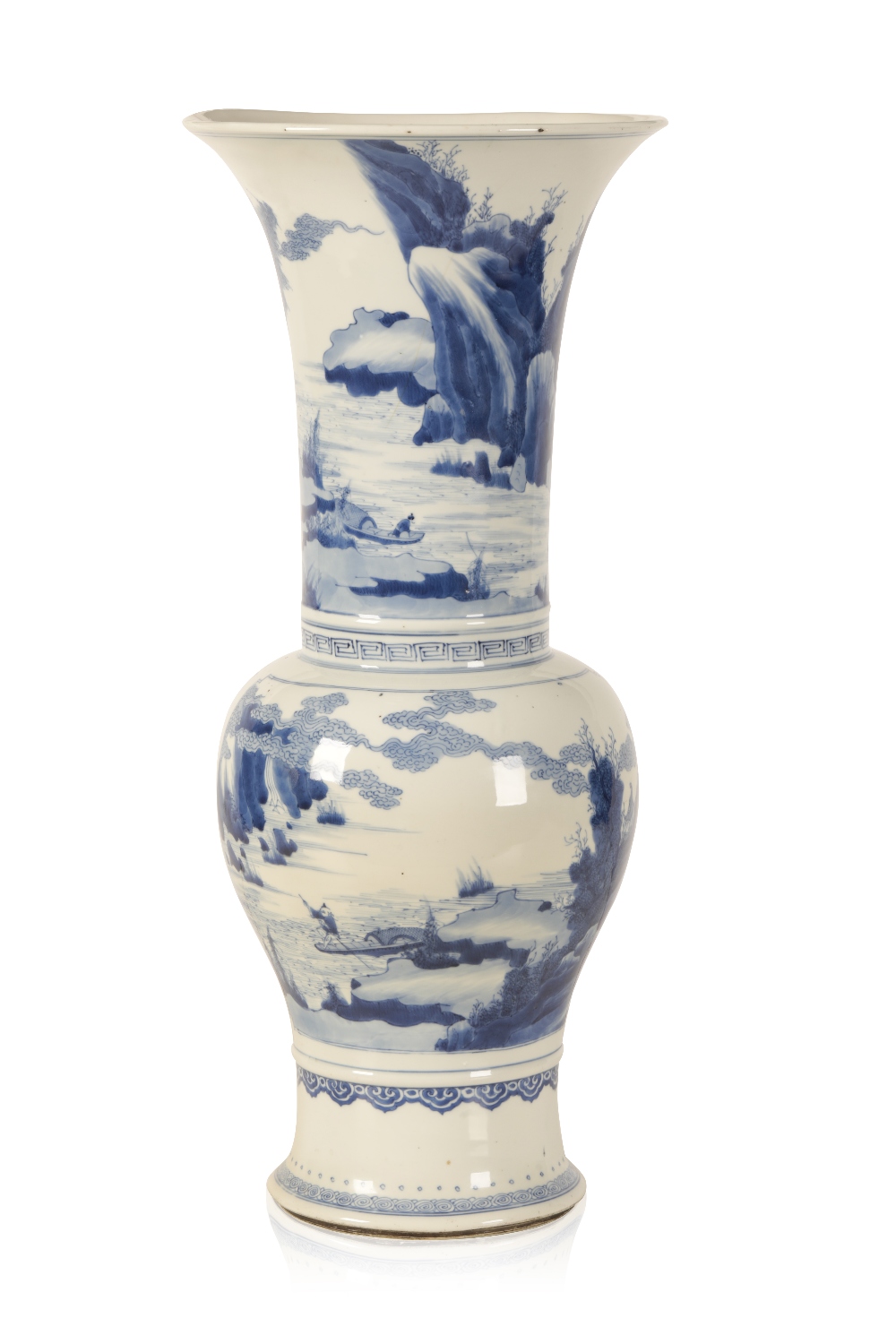 LARGE BLUE AND WHITE 'LANDSCAPE' YEN YEN VASE, KANGXI PERIOD - Image 3 of 6