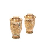 PAIR OF SATSUMA HEXAGONAL VASES, MEIJI PERIOD