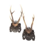 PAIR OF UNUSUAL CHINESE 'DRAGON' HUNTING TROPHIES, QING DYNASTY