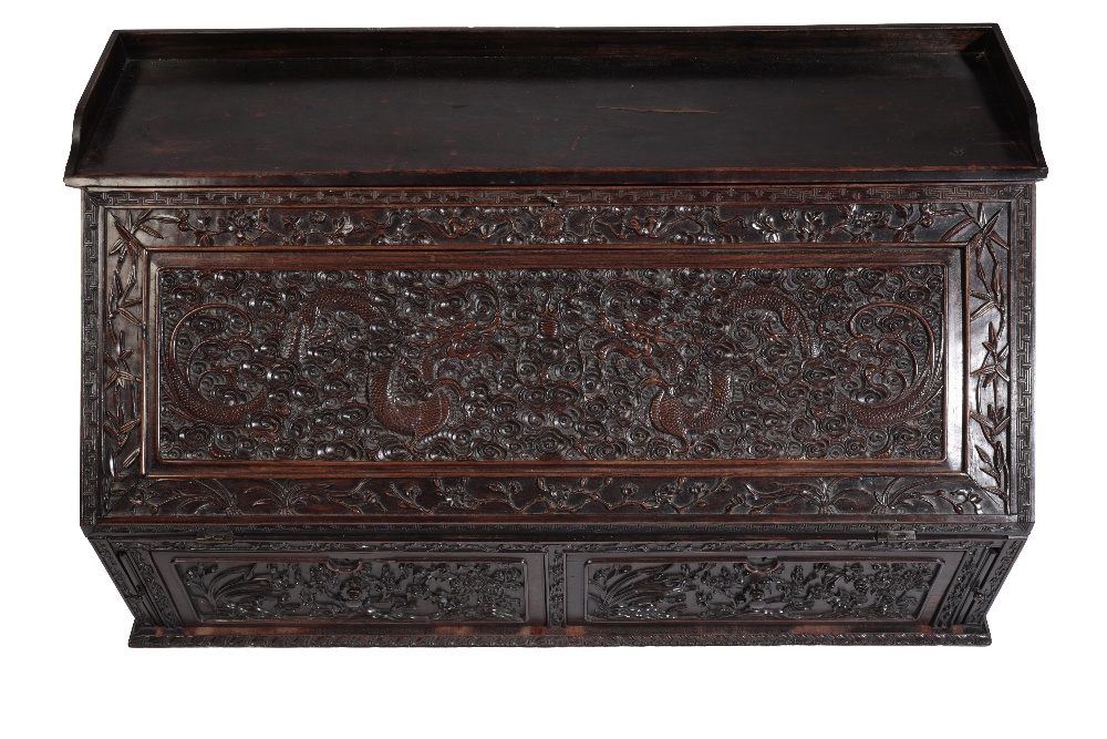 IMPRESSIVE CARVED HUANGHULAI OR HONGMU BUREAU, QING DYNASTY, 18TH / 19TH CENTURY - Image 3 of 3