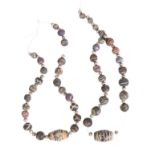 TWO EGYPTIAN GLASS NECKLACES WITH SILVER BEADS, 19TH CENTURY