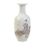 FINE FAMILLE ROSE BALUSTER VASE, REPUBLIC PERIOD