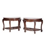 PAIR OF HUANGHUALI 'FULL MOON' TABLES (YUEYAZHUO), QING DYNASTY, 19TH CENTURY