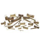 FOURTEEN ASSORTED BRASS LOCKS, 19TH CENTURY AND LATER