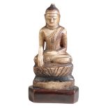 PAINTED MARBLE FIGURE OF BUDDHA, BURMA, EARLY 20TH CENTURY