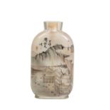 FINE REVERSE GLASS PAINTED SNUFF BOTTLE, SIGNED ZHOU LEYUAN