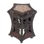 CARVED CHINESE 'PENTAGON' SHAPED STAND, QING DYNASTY, 19TH CENTURY