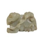 CARVED CELADON JADE GROUP, QING DYNASTY