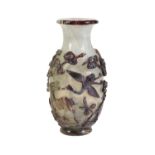 SMALL GLASS OVERLAY 'DEER AND CRANE' VASE, QIANLONG PERIOD