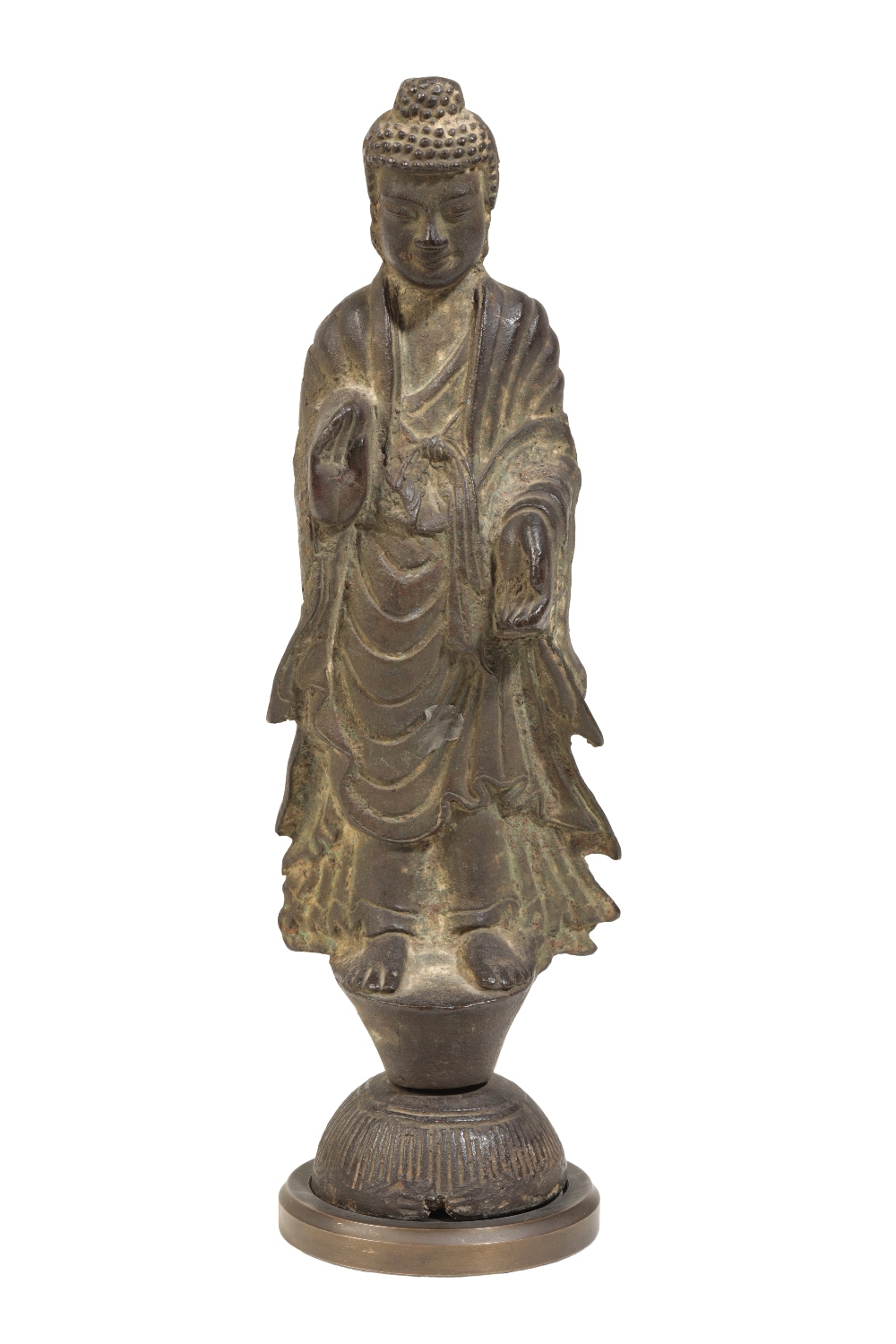 RARE BRONZE STANDING BUDDHA, Korea United Silla Period (AD 668-935)