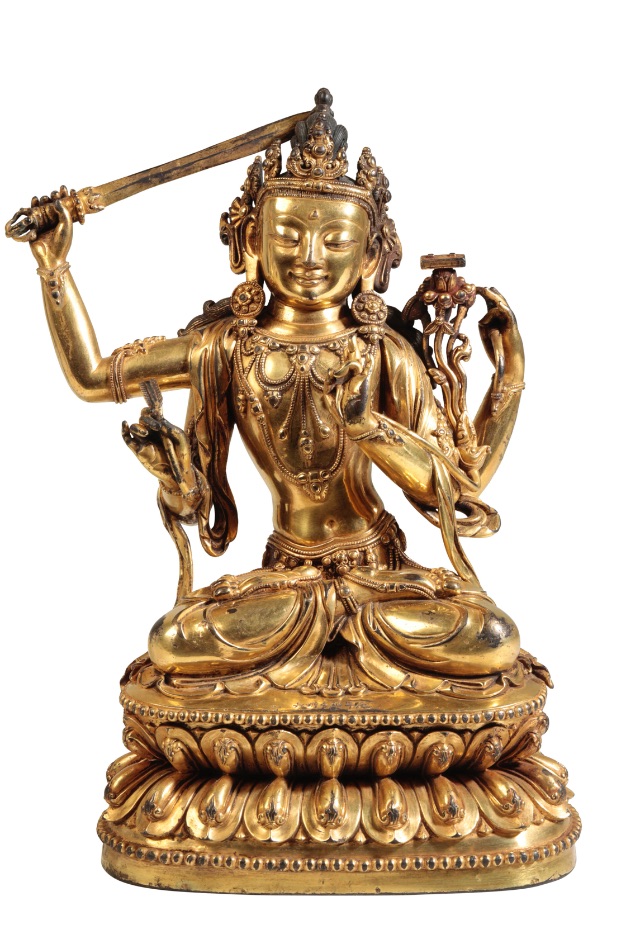 GILT BRONZE FIGURE OF SHADAKSHARI LOKESHVARA, YIGE DRUGMA