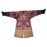 EMBROIDERED PURPLE GAUZE DRAGON ROBE, LATE QING DYNASTY