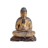 JAPANESE GILTWOOD FIGURE OF AMIDA BUDDHA, EDO PERIOD