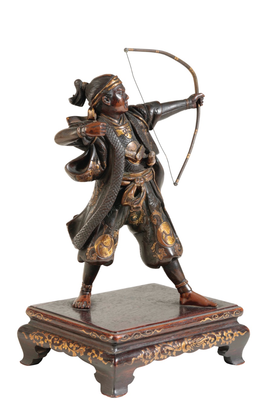 FINE JAPANESE MIXED METAL BRONZE FIGURE OF AN ARCHER, BY MIYAO EISUKE, MEIJI PERIOD - Image 3 of 4