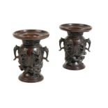 PAIR OF JAPANESE BRONZE 'DRAGON' VASES, MEIJI PERIOD