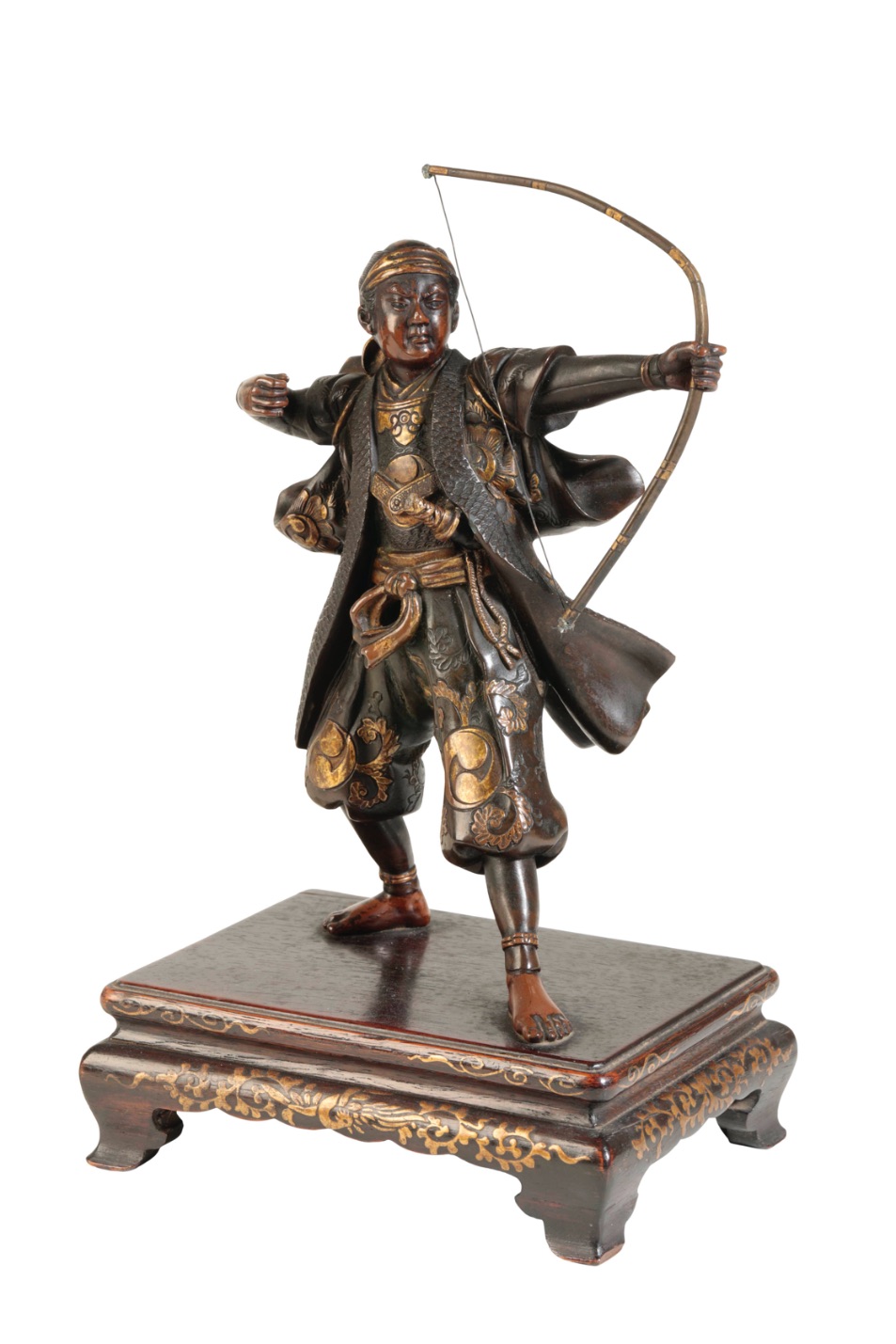 FINE JAPANESE MIXED METAL BRONZE FIGURE OF AN ARCHER, BY MIYAO EISUKE, MEIJI PERIOD - Image 2 of 4