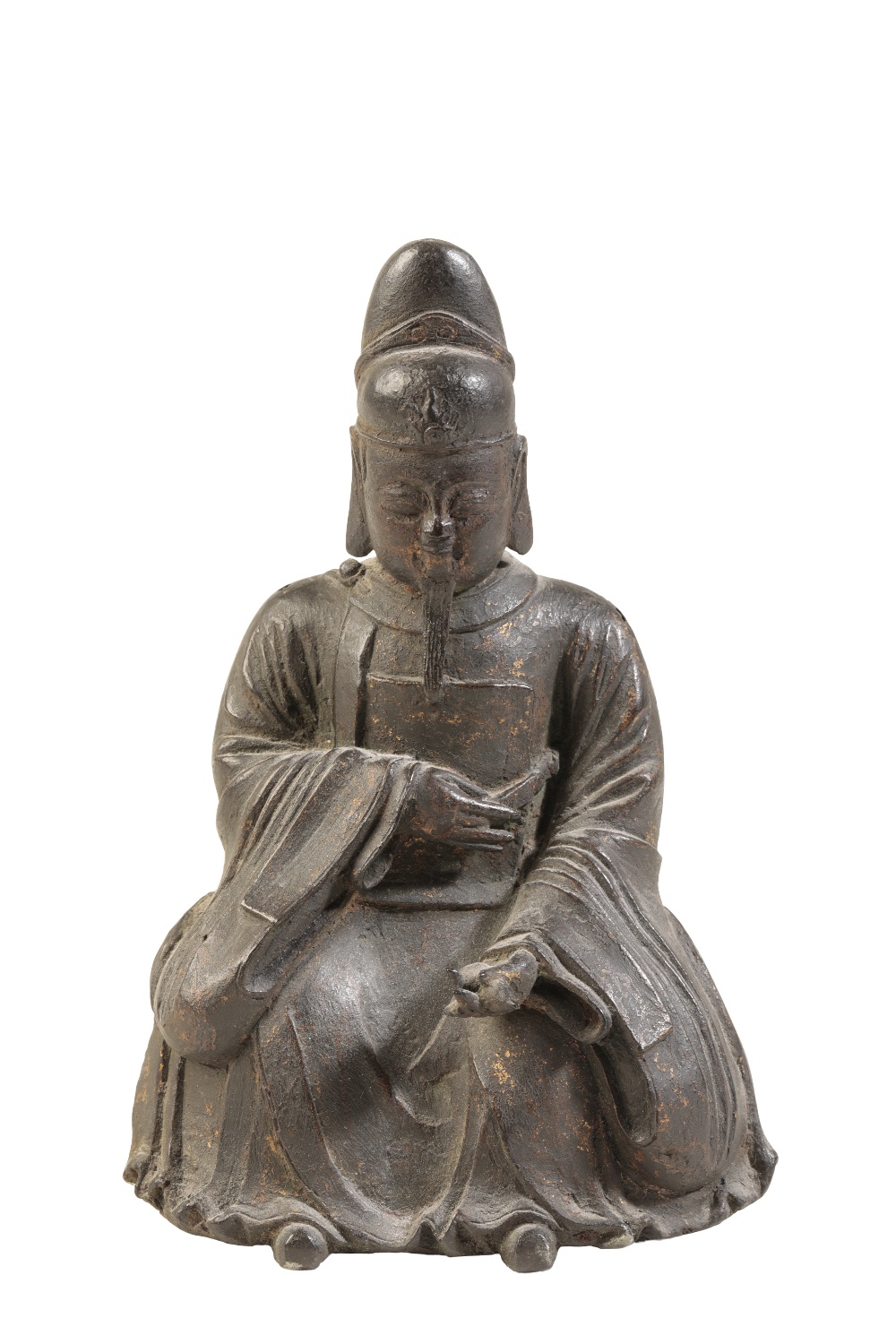 GILT-BRONZE FIGURE OF A DAOIST IMMORTAL, LATE MING DYNASTY